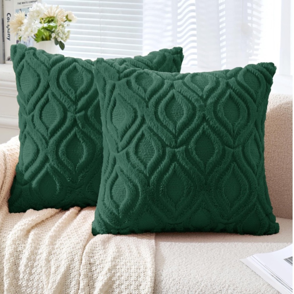 Dark Green Throw Pillow Covers-Set of 2